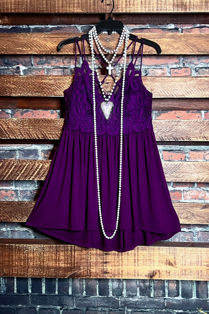 LACE BRALETTE CAMI TOP IN PURPLE-----SALE