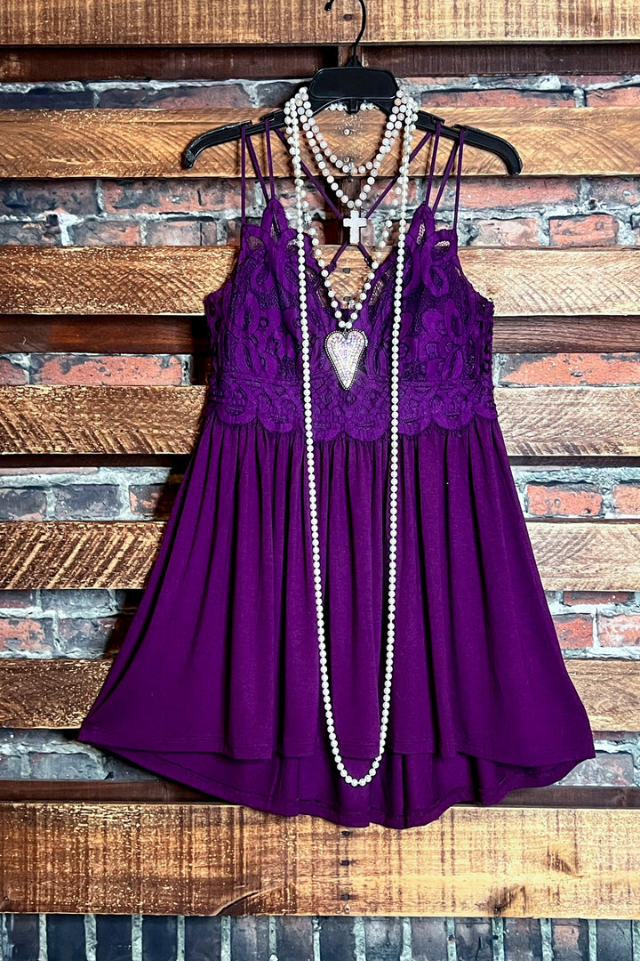 LACE BRALETTE CAMI TOP IN PURPLE-----SALE