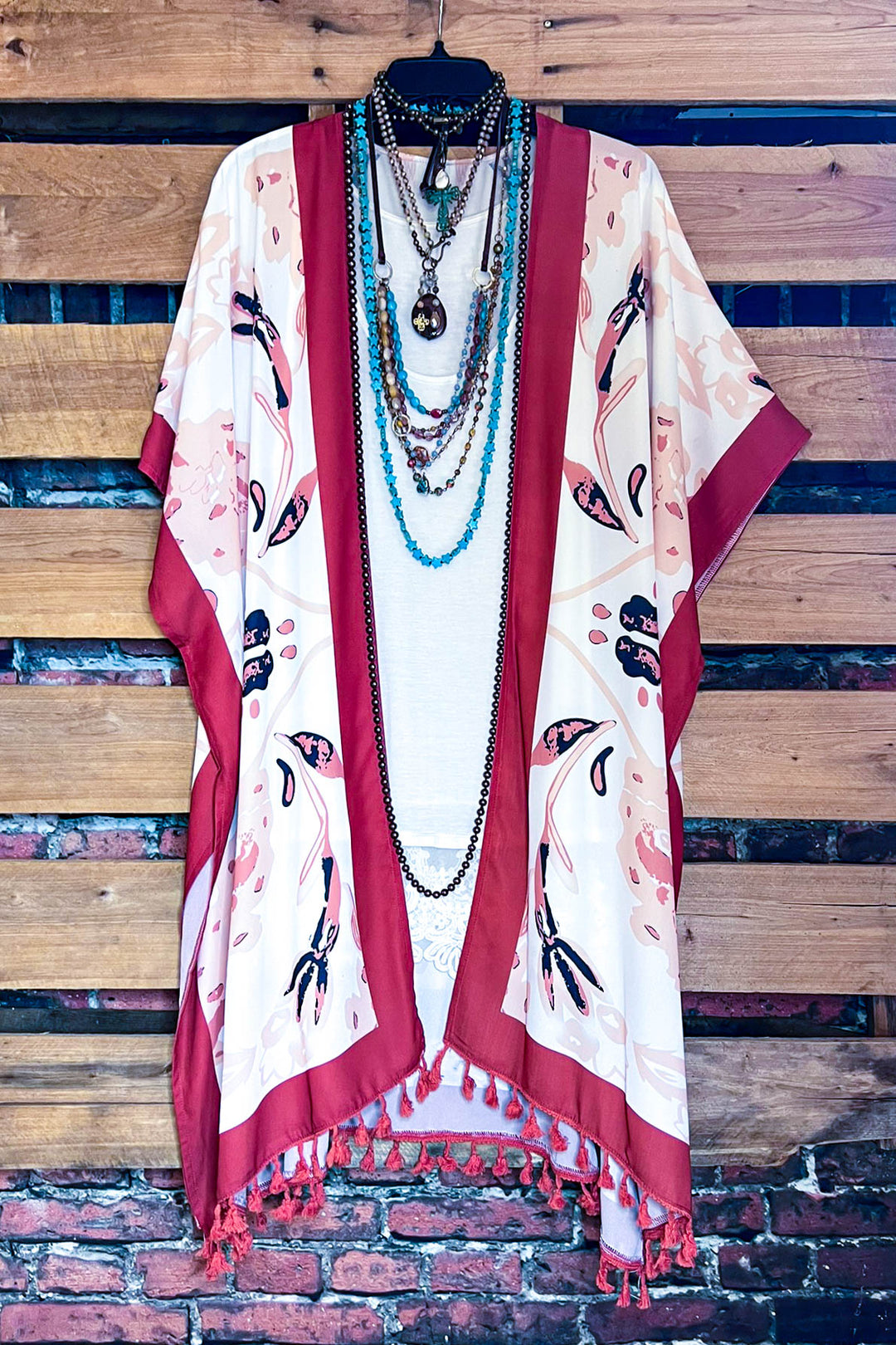 What a Dream Duster Kimono Rust & Multi-Color