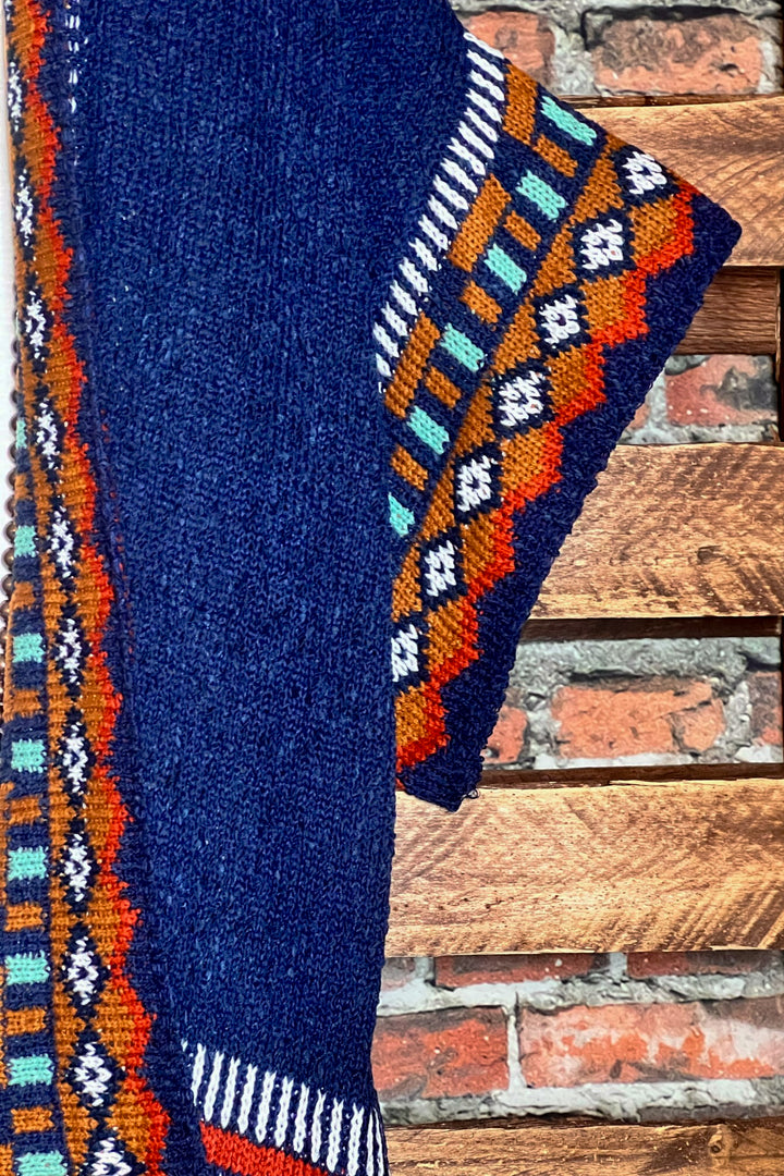 CANYON SOUL NAVY & MULTI-COLOR CARDIGAN SWEATER KIMONO