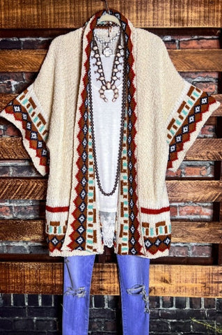 VINTAGE INSPIRED EMBROIDERED LACE KIMONO RUST -----------SALE