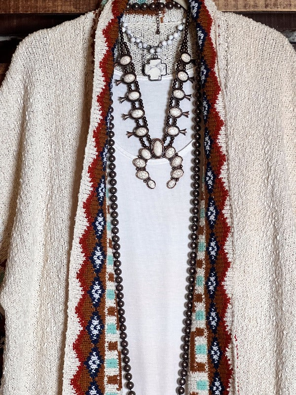 CANYON SOUL IVORY & MULTI-COLOR CARDIGAN SWEATER KIMONO
