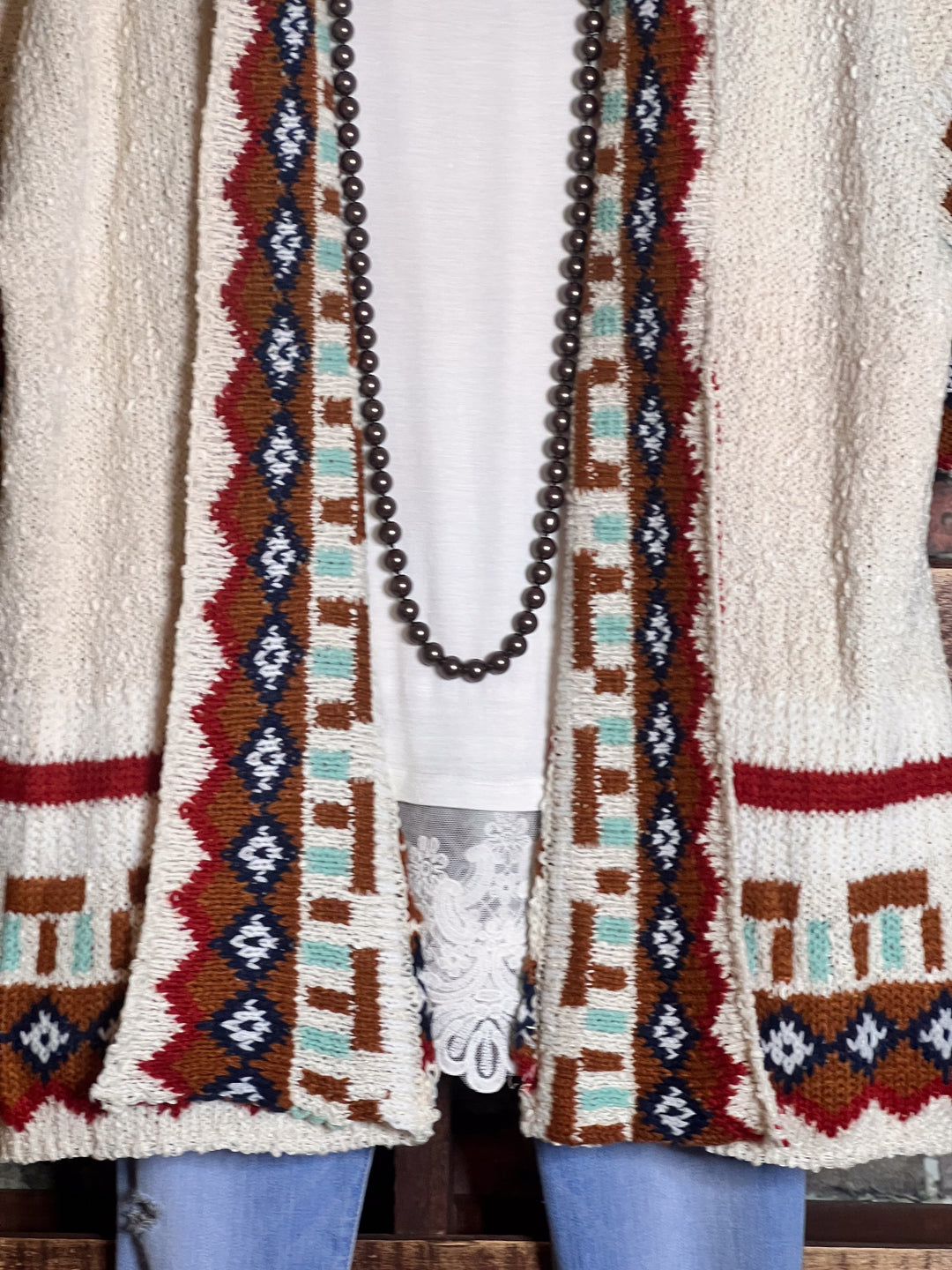 CANYON SOUL IVORY & MULTI-COLOR CARDIGAN SWEATER KIMONO
