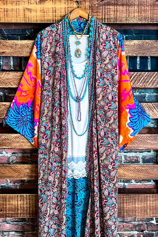 A LITTLE ENCHANTMENT ROSES LAYERED SLIP DRESS TUNIC IN  BEIGE & FLORAL