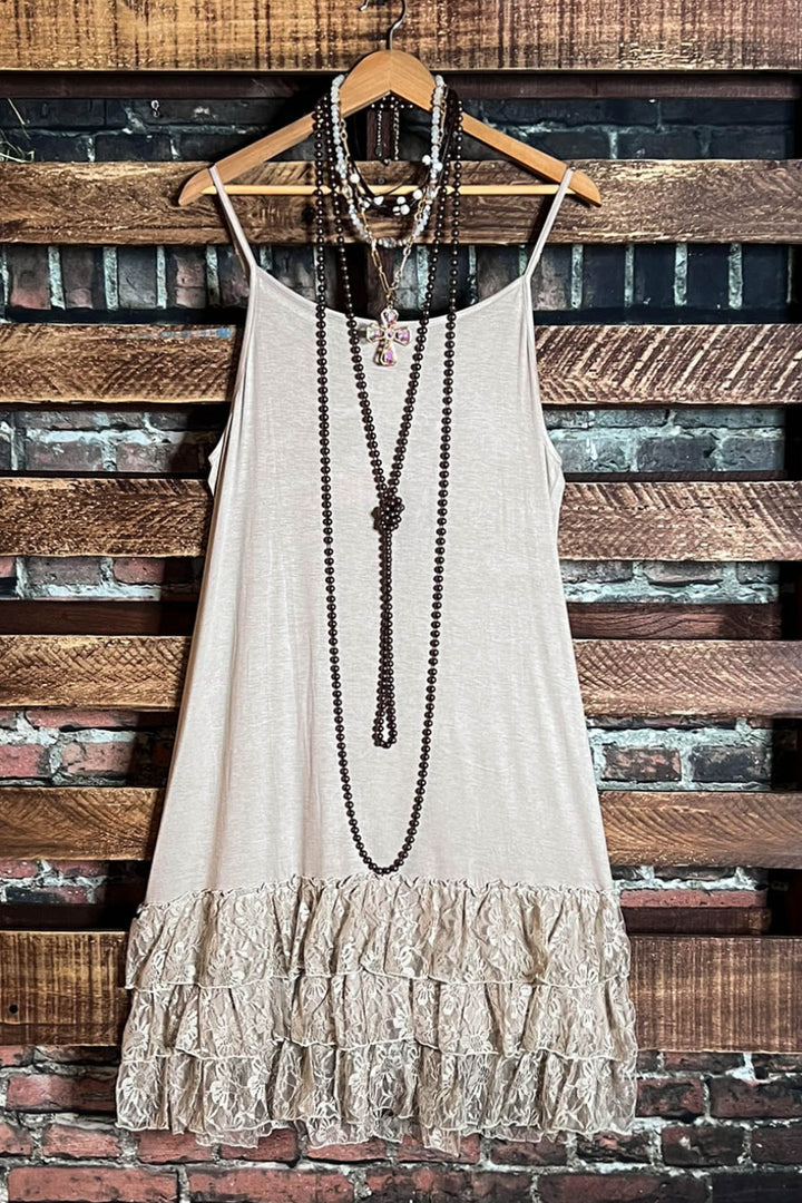 Only In My Heart Mocha Lace Camisole Slip Dress Extender