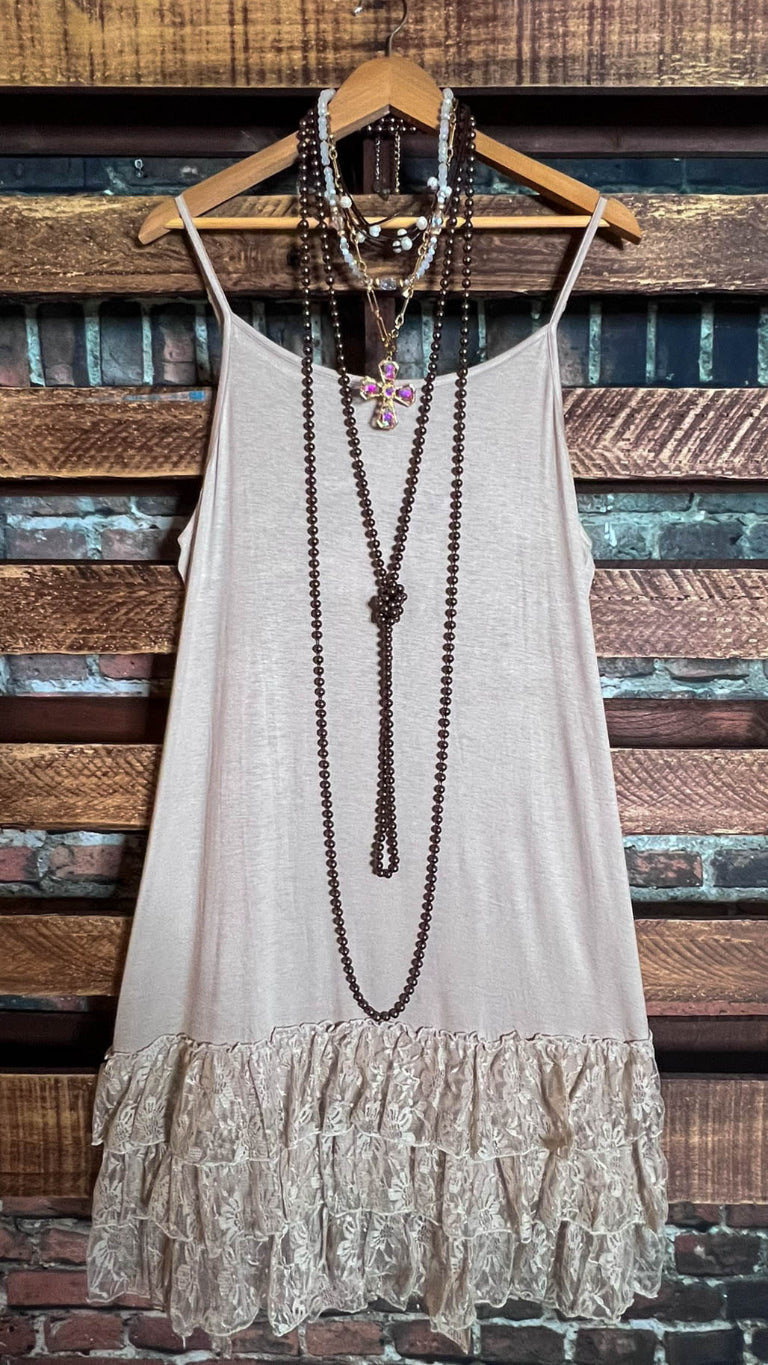 Only In My Heart Mocha Lace Camisole Slip Dress Extender