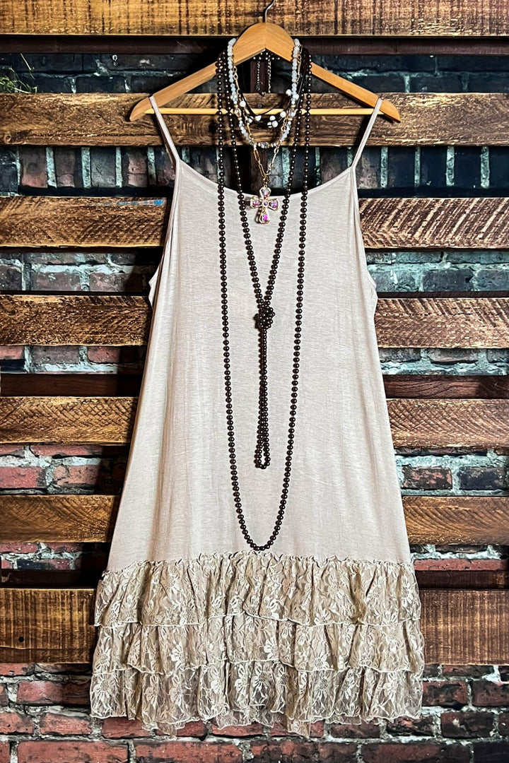 Only In My Heart Mocha Lace Camisole Slip Dress Extender
