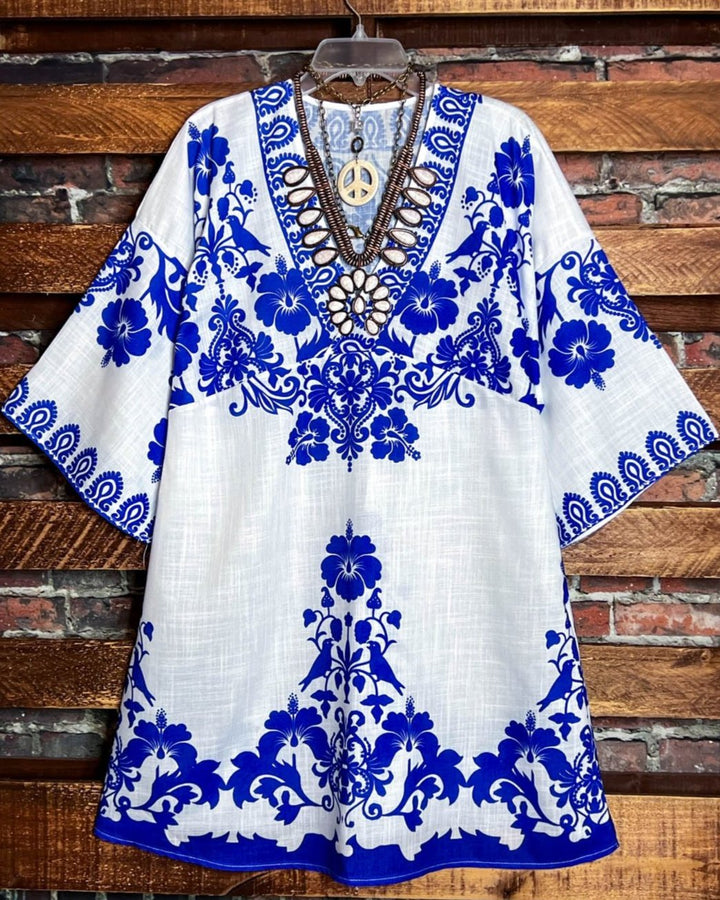 6-18 Size - Indigo Spirit Floral Tunic --------Sale