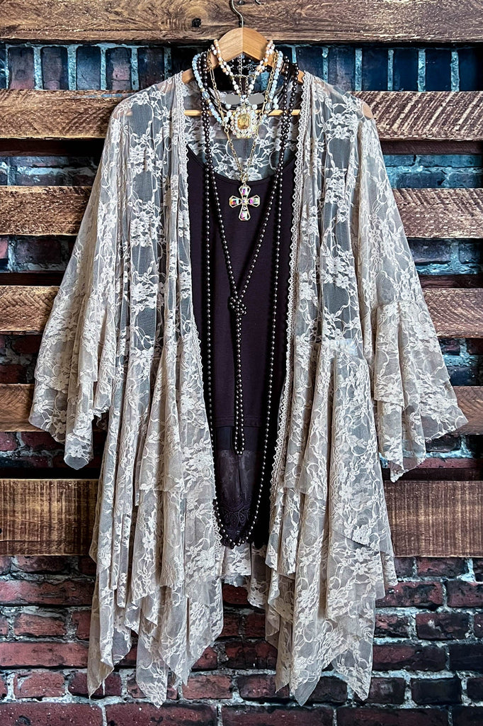 Something Magical Taupe Lace Cardigan