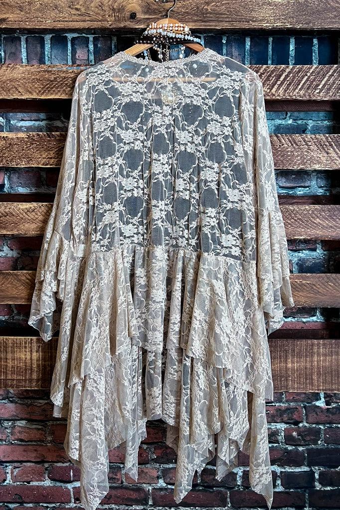 Something Magical Taupe Lace Cardigan