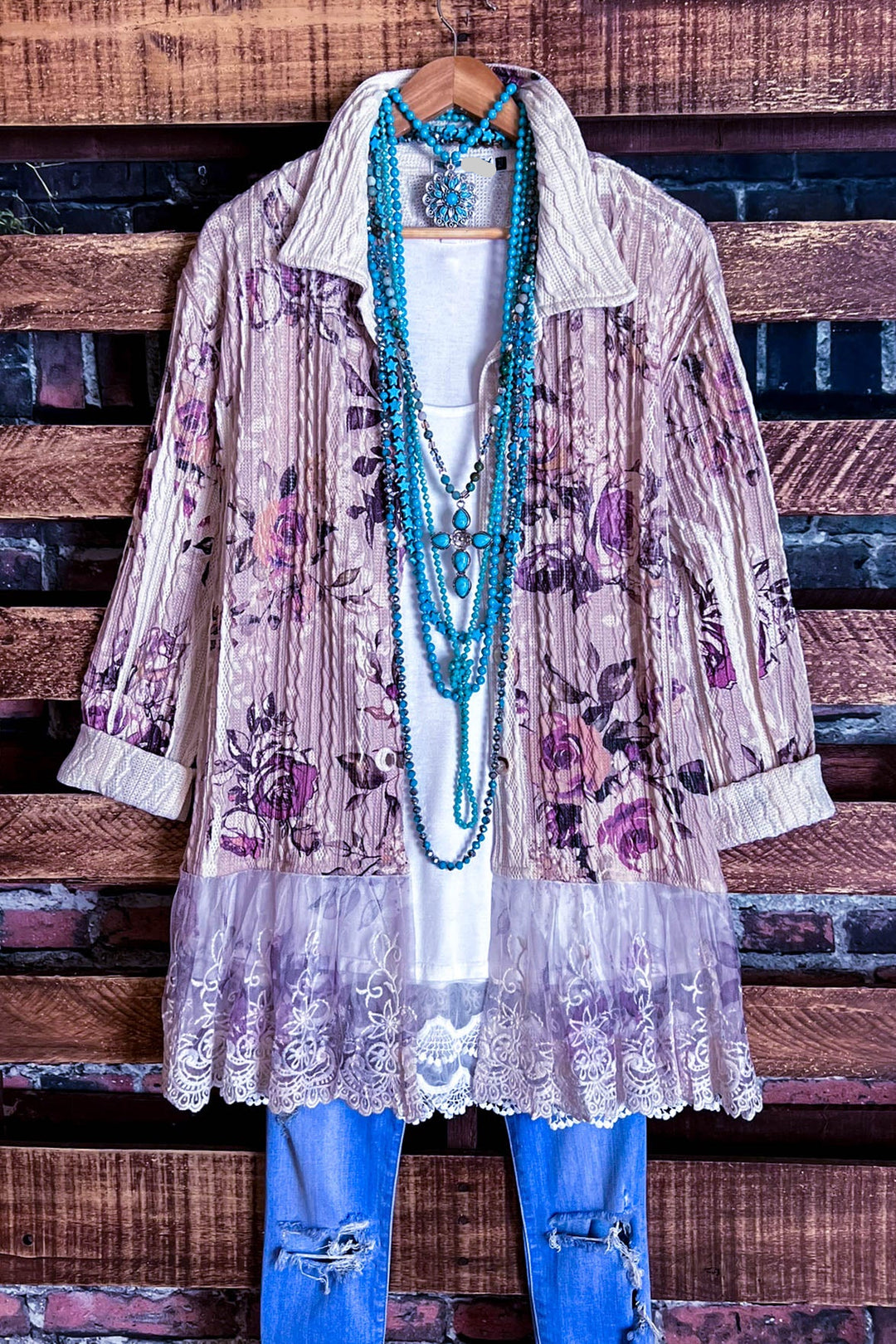 ENCHANTING GARDEN OF LOVE FLORAL LACE JACKET IN MULTI-COLOR