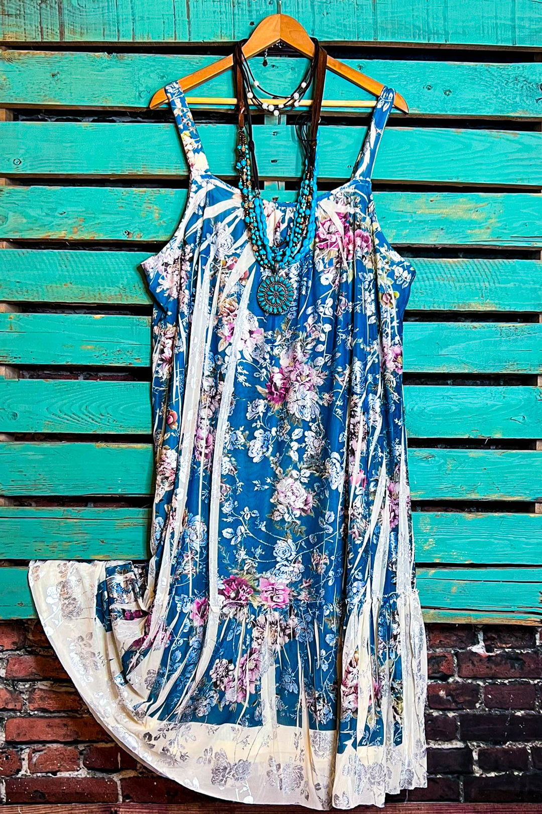 Bring You Joy Maxi Dress Aqua Blue & Multi-Color