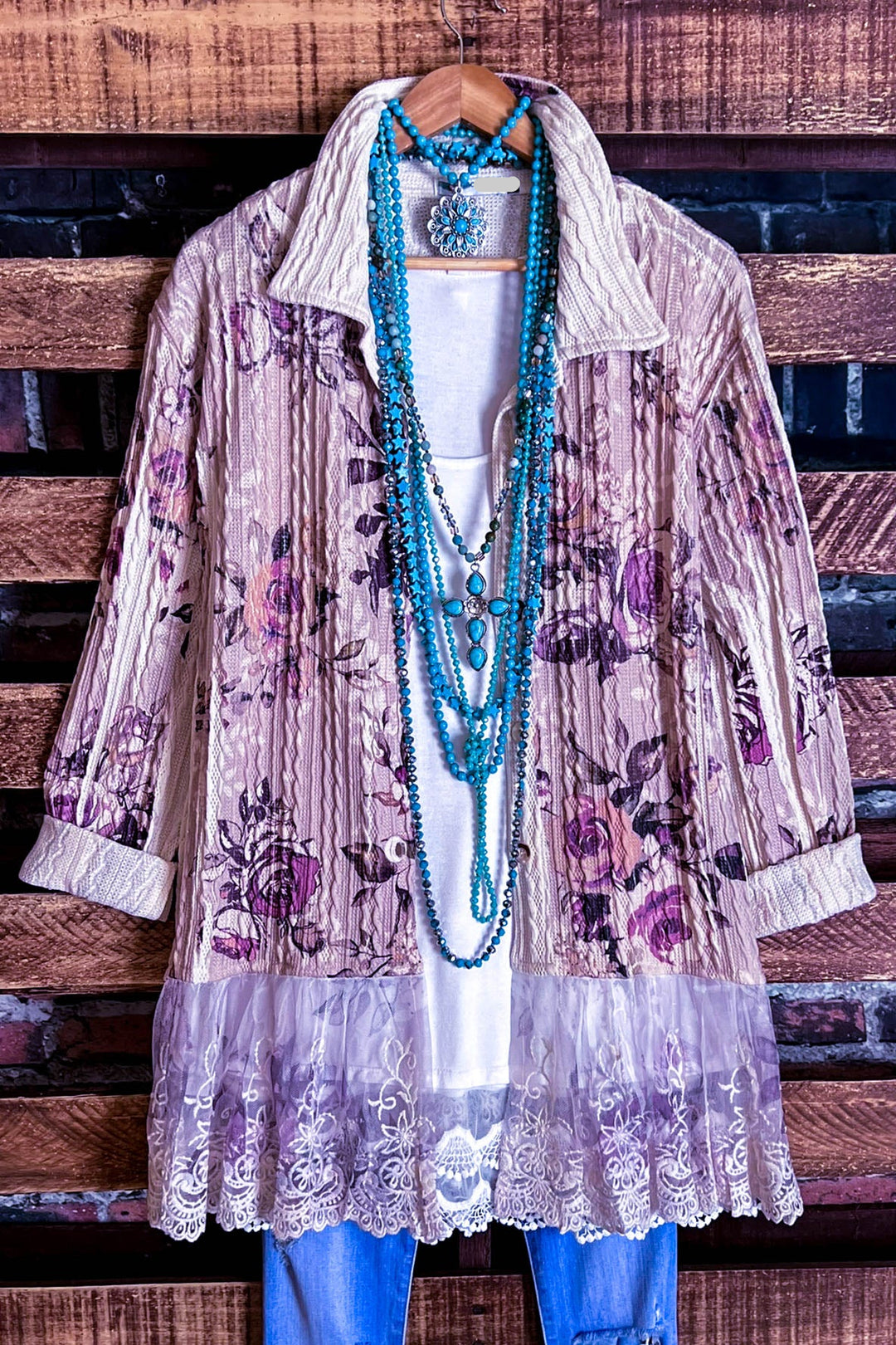 ENCHANTING GARDEN OF LOVE FLORAL LACE JACKET IN MULTI-COLOR