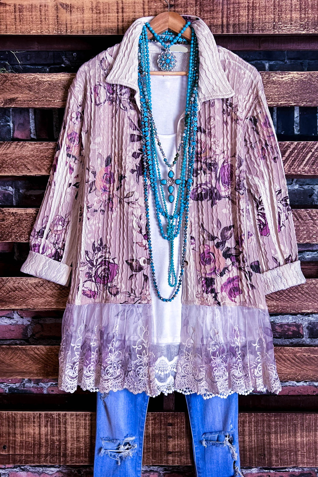 ENCHANTING GARDEN OF LOVE FLORAL LACE JACKET IN MULTI-COLOR