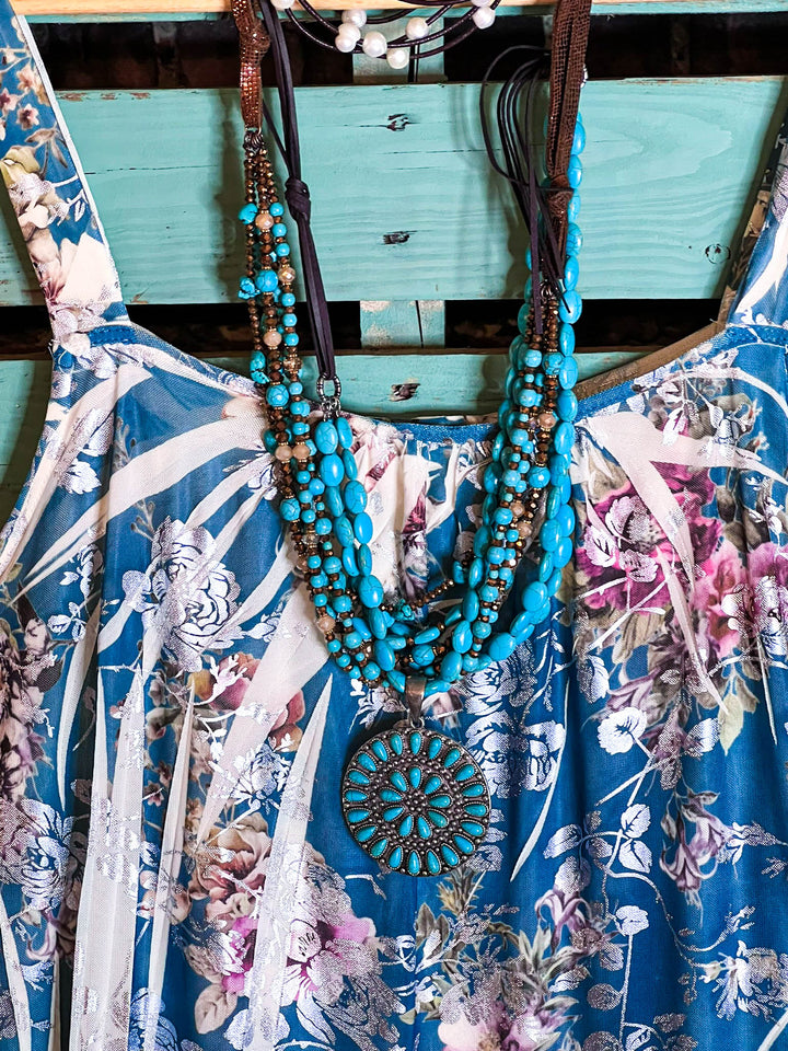 Bring You Joy Maxi Dress Aqua Blue & Multi-Color