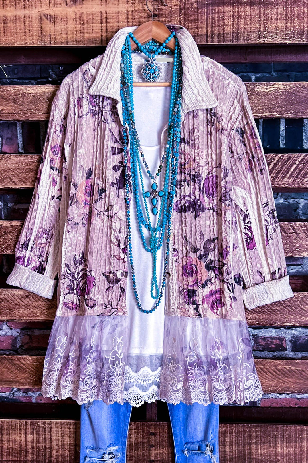 ENCHANTING GARDEN OF LOVE FLORAL LACE JACKET IN MULTI-COLOR