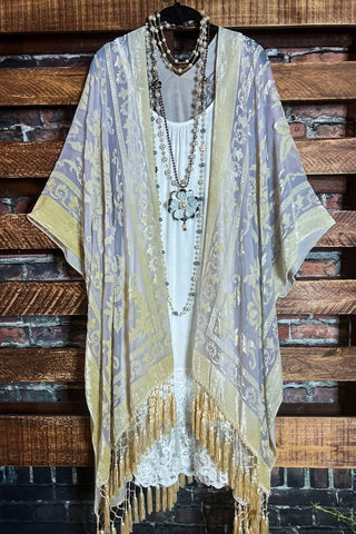 A FABULOUS HEART LACE SAGE DUSTER CARDIGAN KIMONO