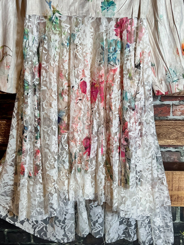 LES ROSES SONT ÉTERNELLES FLORAL PRINT SUEDE & LACE JACKET