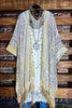 LA VIE BOHEME BEIGE BEIGE CREAM VELVET BURNOUT KIMONO