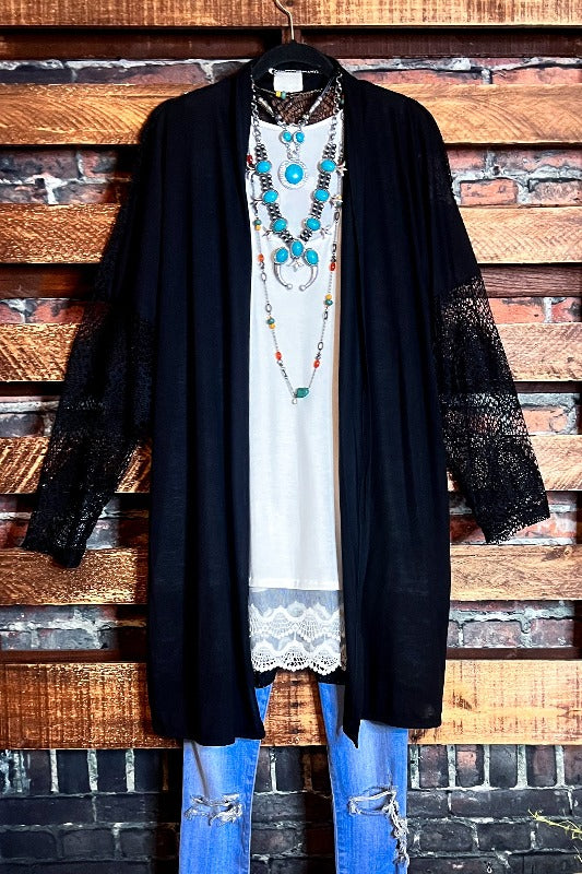 ALWAYS MY SWEETEST LOVE LACE CARDIGAN IN BLACK