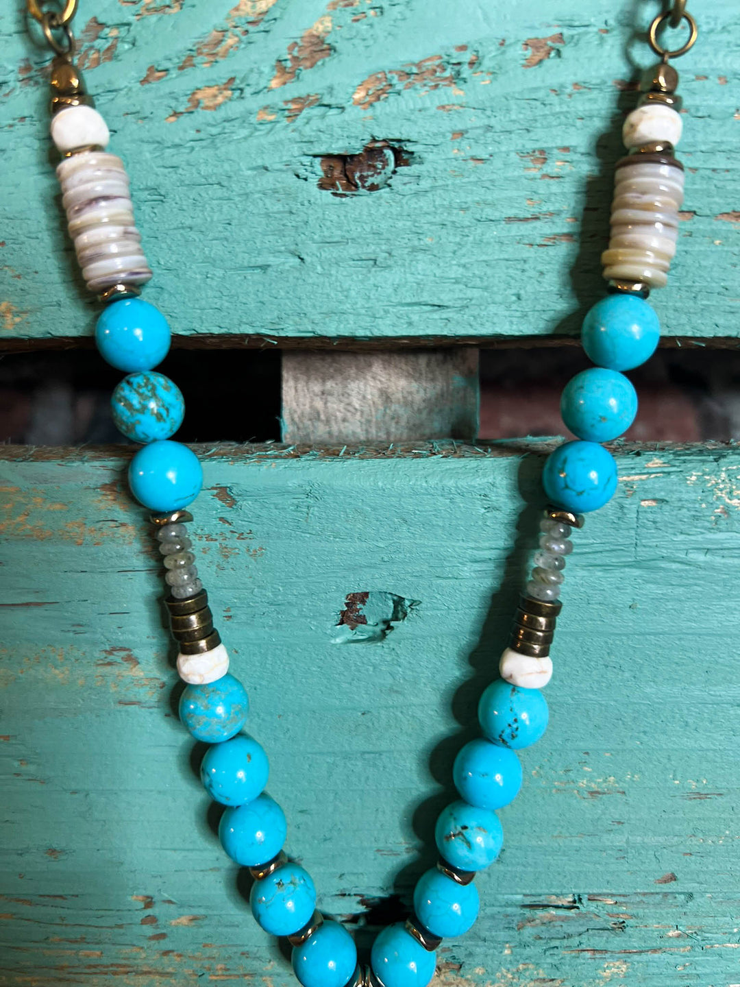 Country Western Rustic Cross Necklace in Turquoise