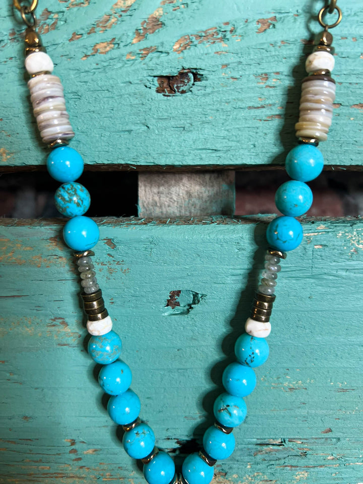 Country Western Rustic Cross Necklace in Turquoise