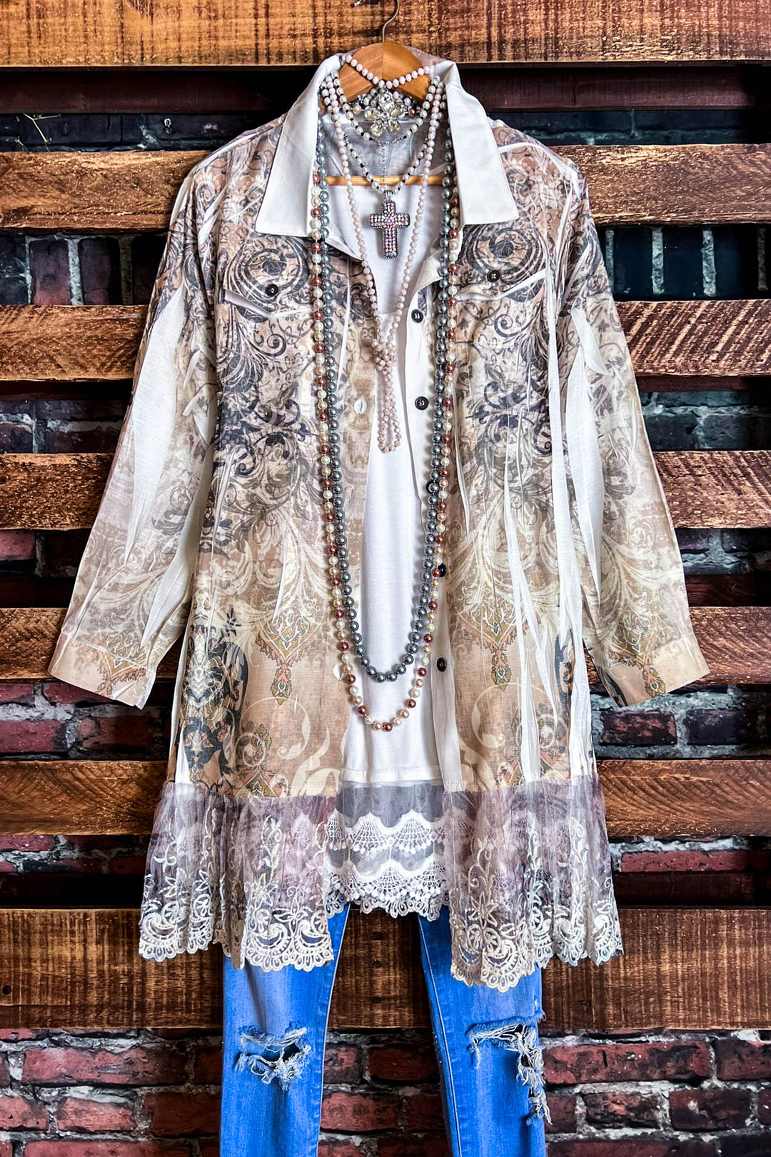 WONDERFUL FEELING SHIRT JACKET IVORY TAUPE