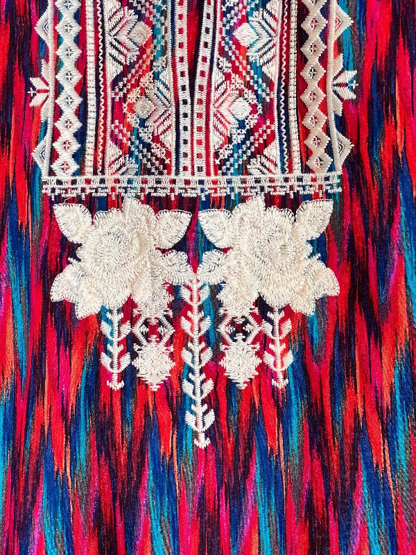 JUST A MEMORY EMBROIDERED TOP IN MULTI-COLOR
