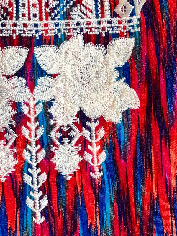 JUST A MEMORY EMBROIDERED TOP IN MULTI-COLOR