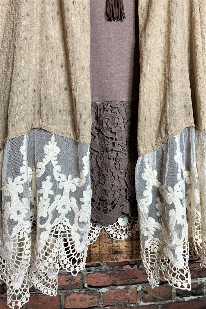 A FAIRYTALE DREAM LACE VEST IN TAUPE