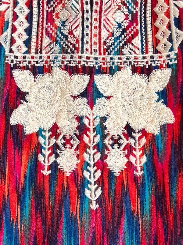 JUST A MEMORY EMBROIDERED TOP IN MULTI-COLOR