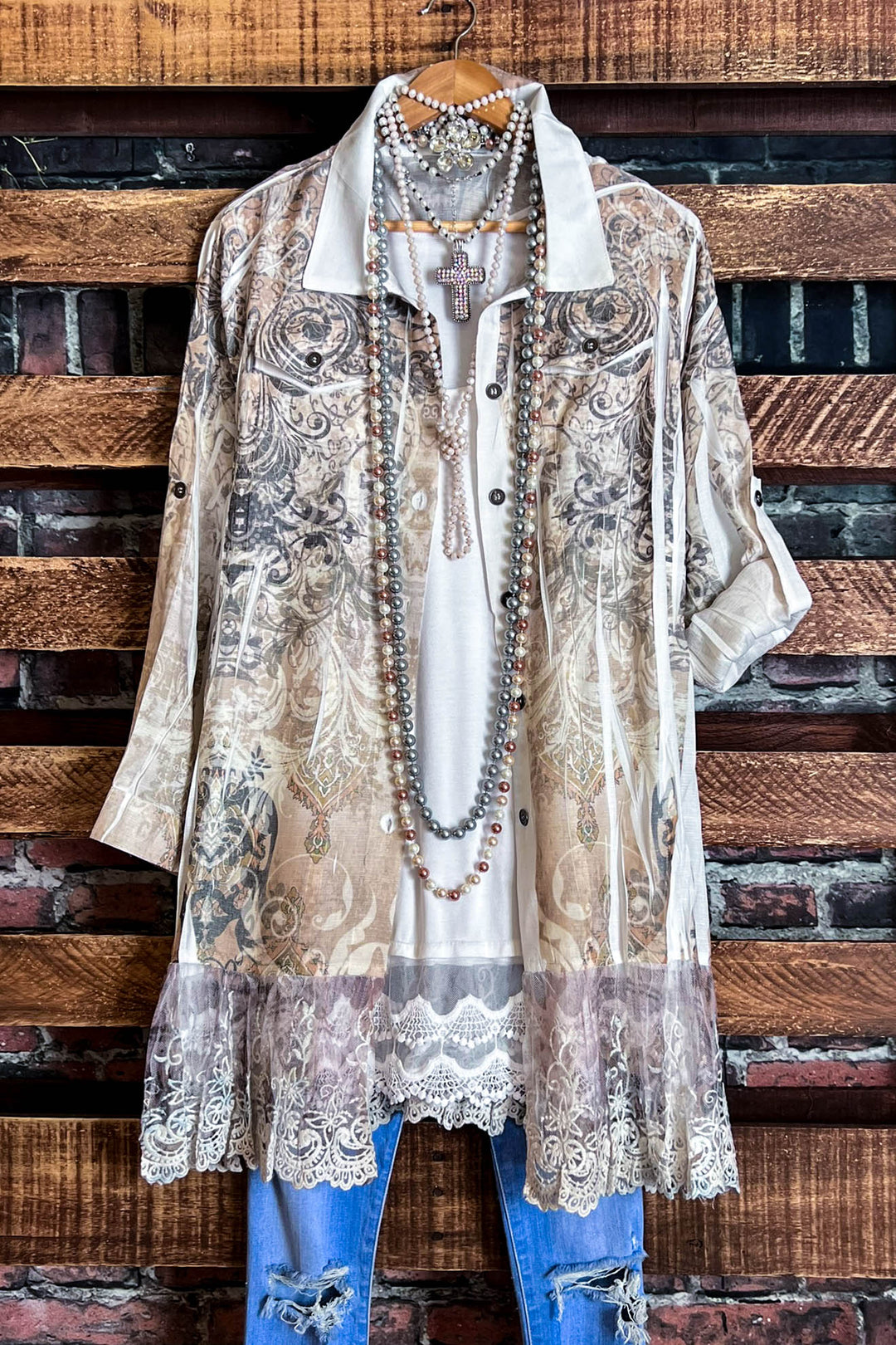 Easy to Admire Charm Fab Jacket in Ivory & Taupe