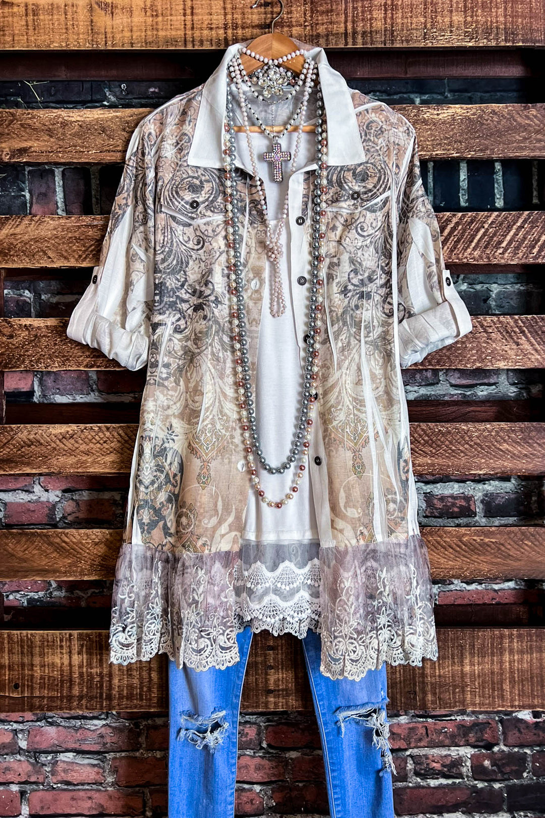 WONDERFUL FEELING SHIRT JACKET IVORY TAUPE