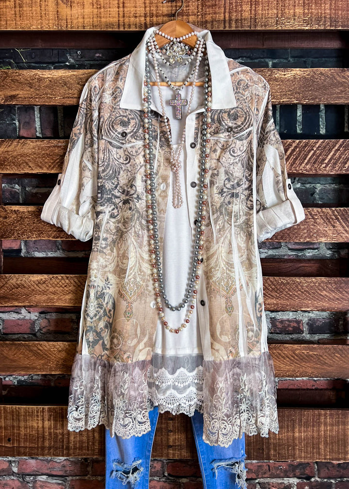 Easy to Admire Charm Fab Jacket in Ivory & Taupe