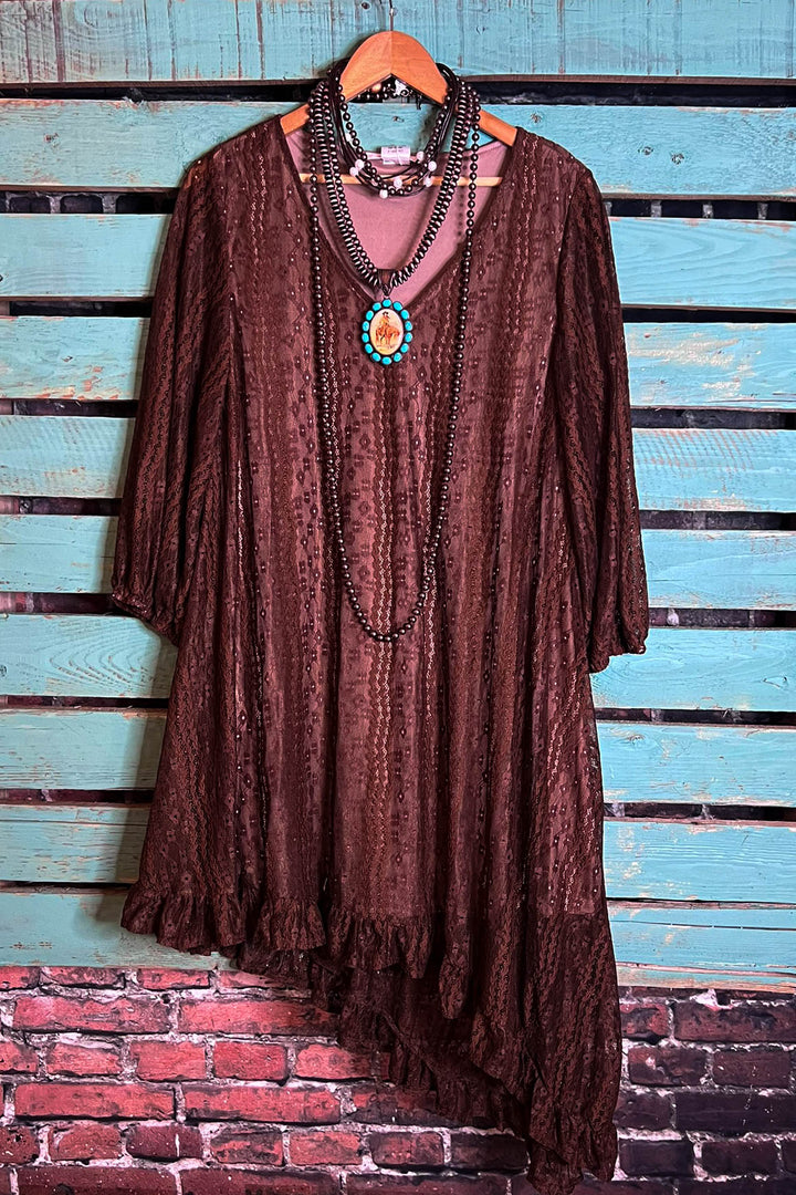 Admire Your Beauty Lace Dress in Brown