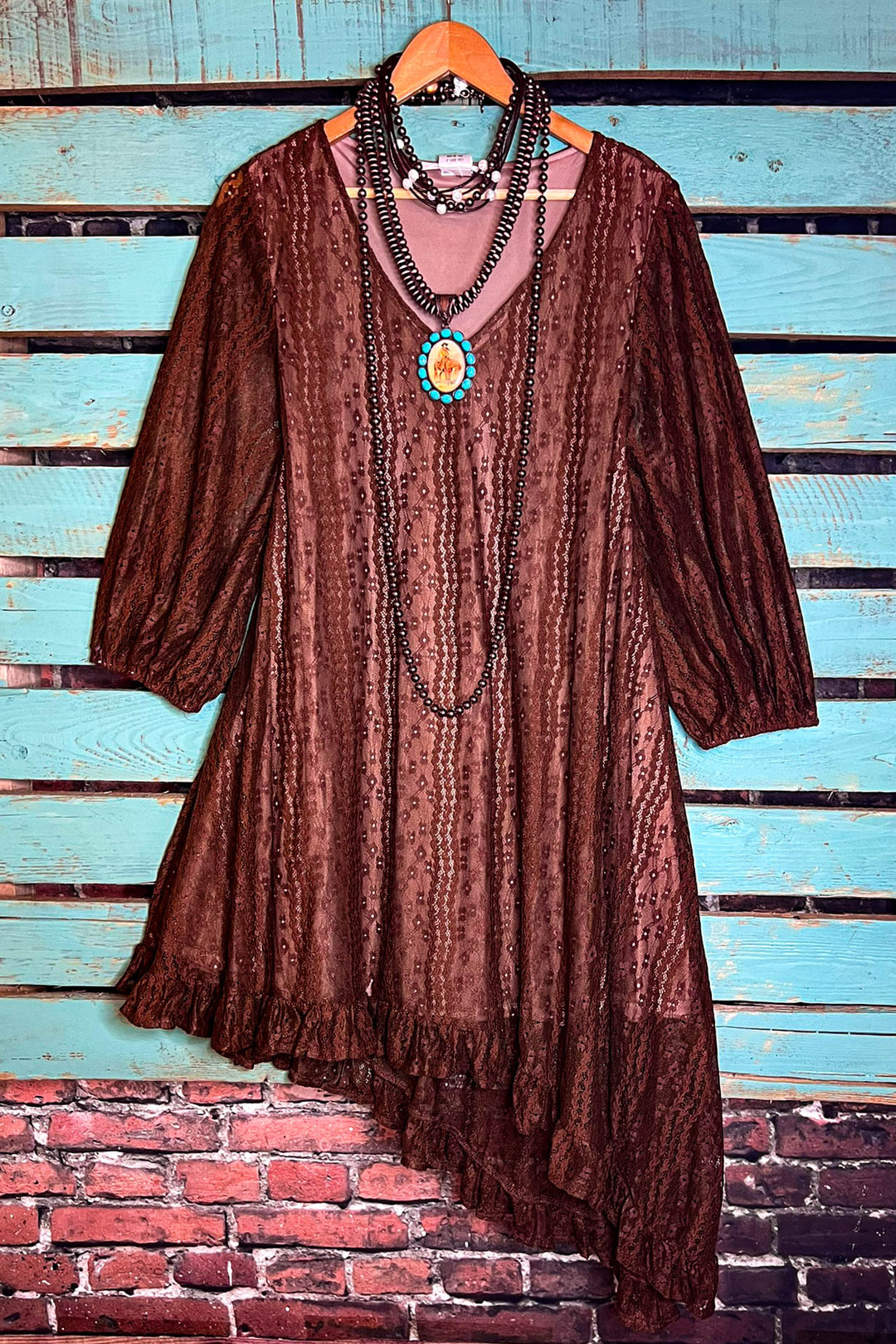 Admire Your Beauty Lace Dress in Brown