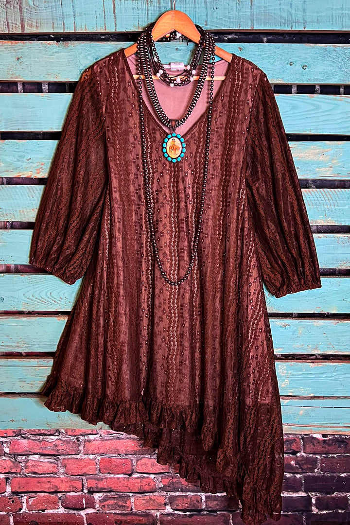 Admire Your Beauty Lace Dress in Brown