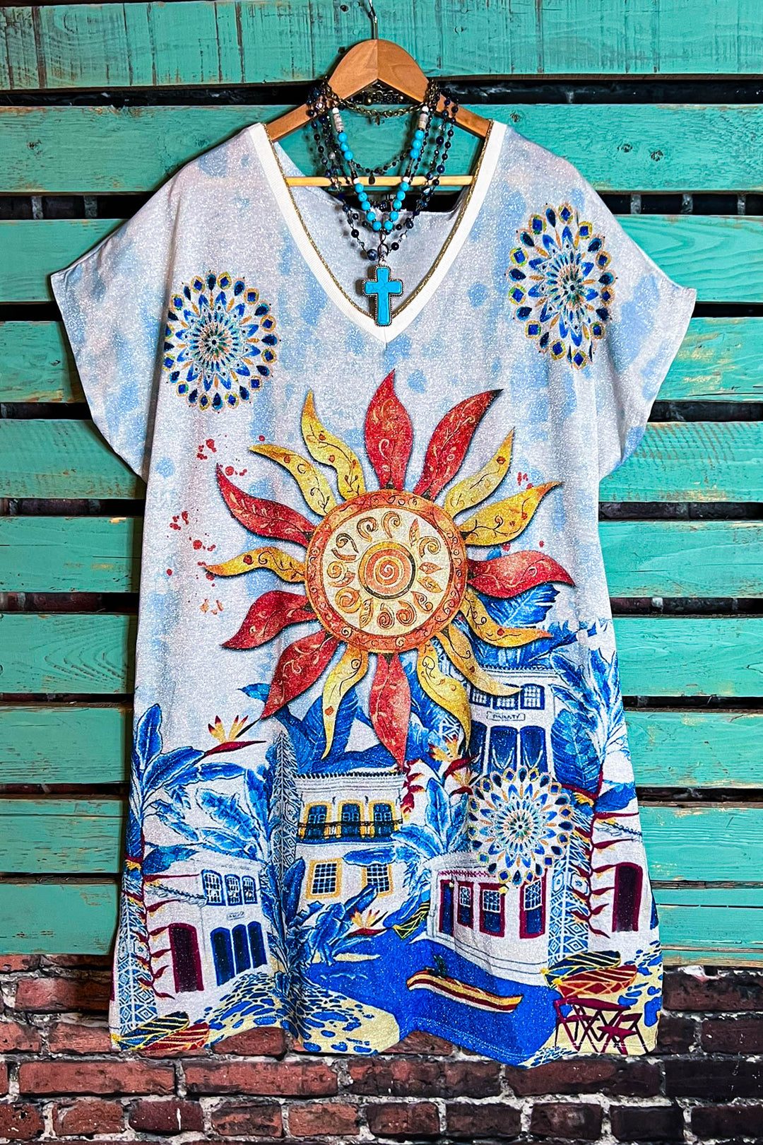 The Sun Fab Dress Long Tunic in White - Made in Italy