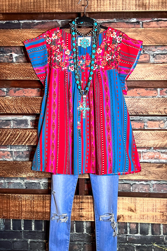 BEAUTIFUL LIFE TO LIVE EMBROIDERED TOP IN MULTI-COLOR