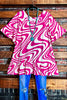 2X-4X SIZE - CELEBRATE THE MOMENT TOP IN PINK & WHITE -----------SALE