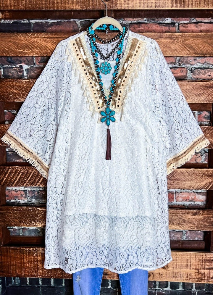 6-20 SIZE - LACE WHITE DRESS COVER UP TUNIC ---------SALE