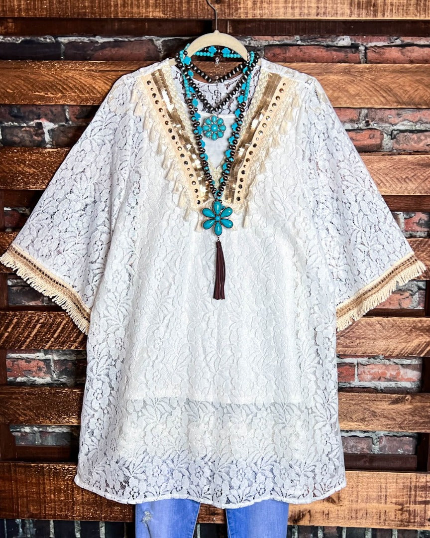 6-20 SIZE - LACE WHITE DRESS COVER UP TUNIC ---------SALE