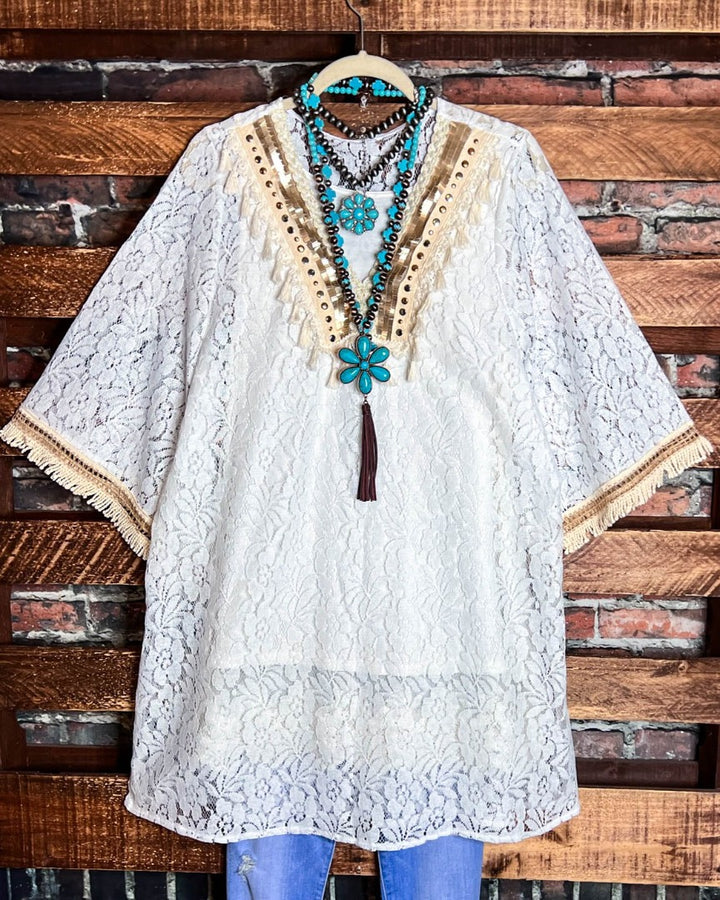 6-20 SIZE - LACE WHITE DRESS COVER UP TUNIC ---------SALE