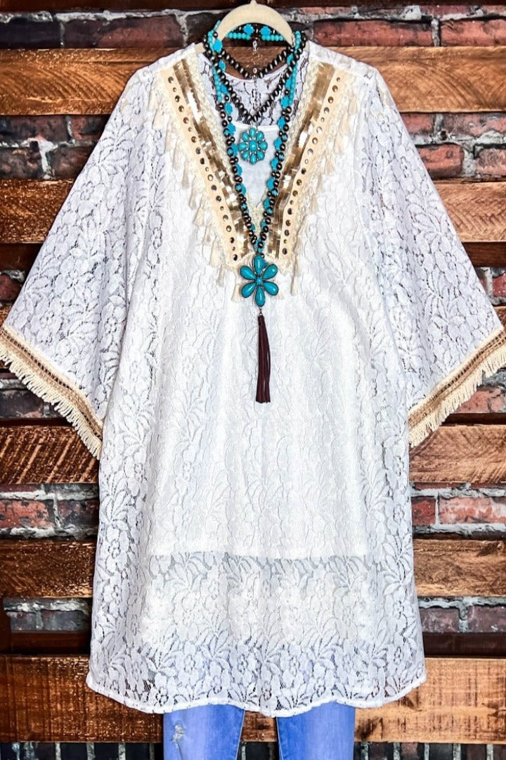6-20 SIZE - LACE WHITE DRESS COVER UP TUNIC ---------SALE