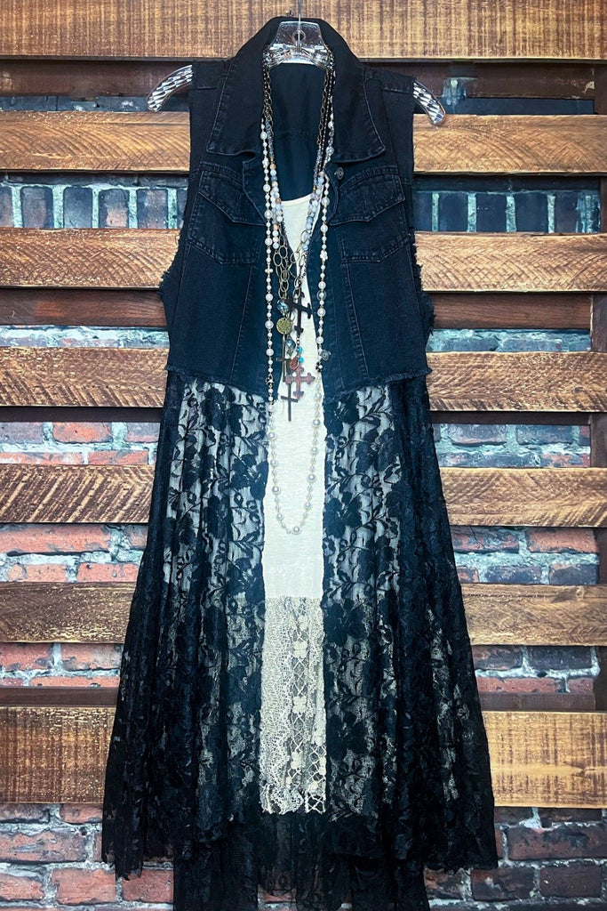 NEVER OUT OF STYLE BLACK LACE VEST
