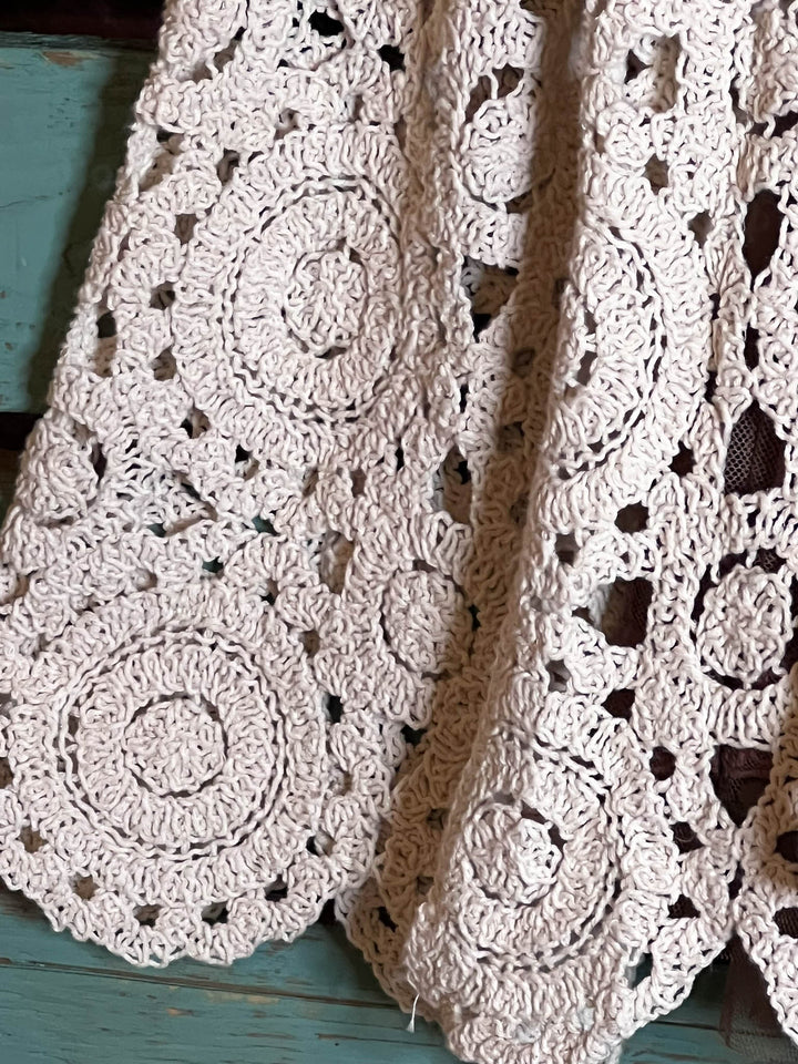 BOHO CROCHET VINTAGE INSPIRED CARDIGAN - 100% COTTON - NATURAL