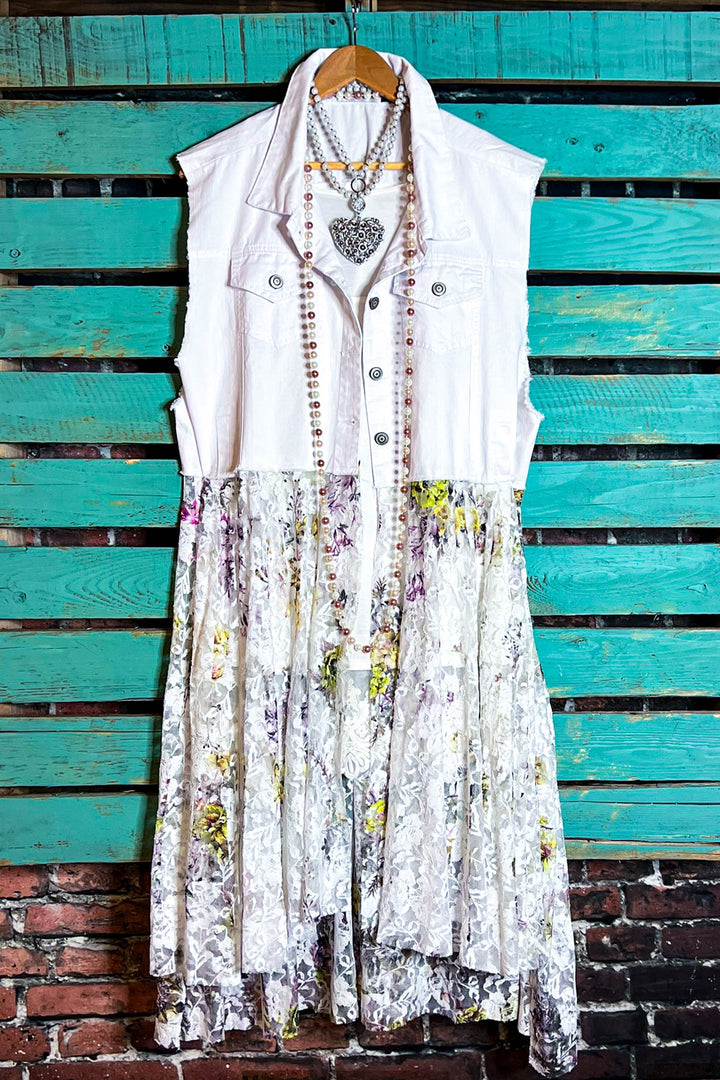 A Love That Will Last Forever Fab Lace Yellow Multi-Color Long Vest Duster
