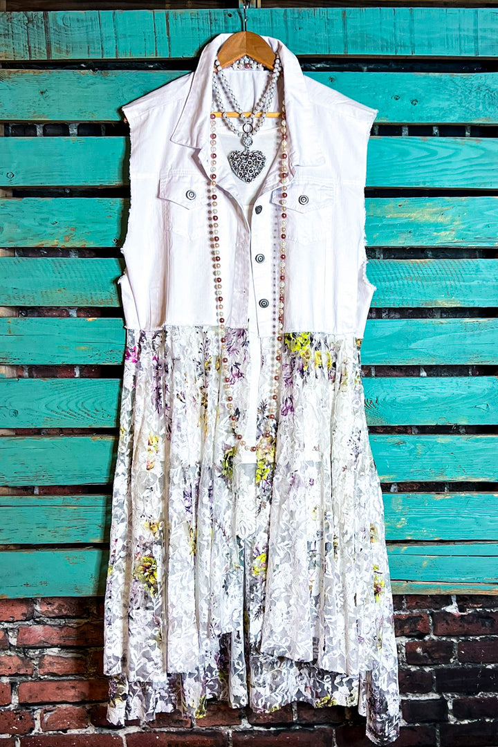 A Love That Will Last Forever Fab Lace Yellow Multi-Color Long Vest Duster