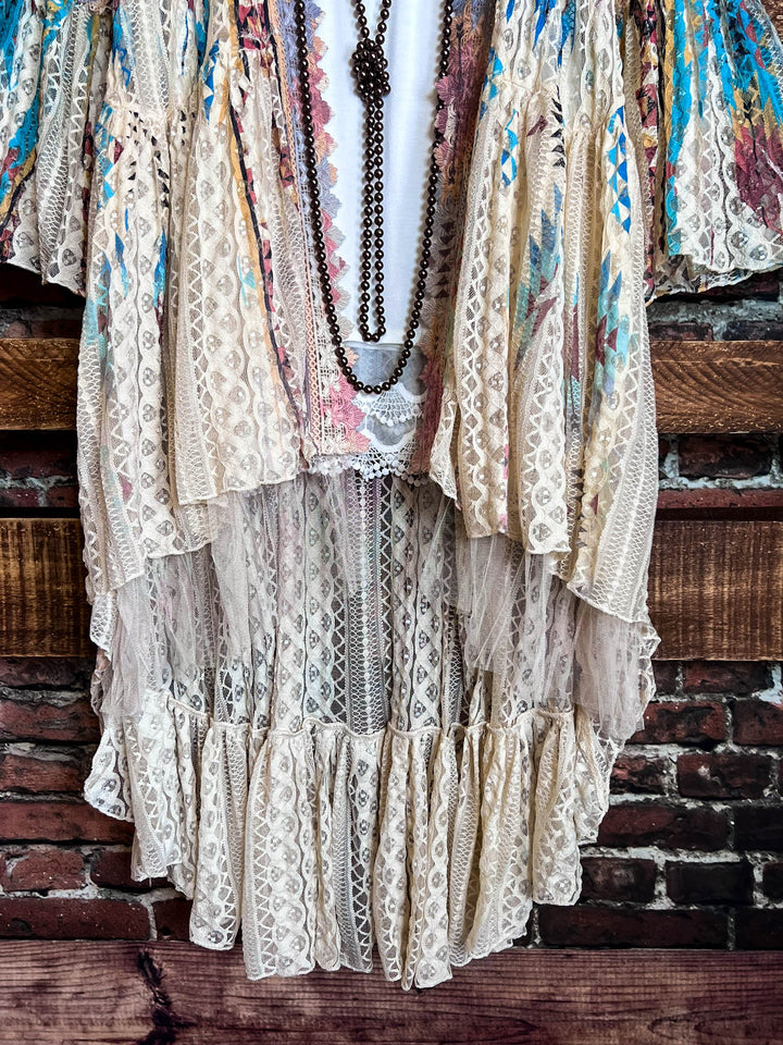 Nashville Diva Teal Lace Cardigan Duster