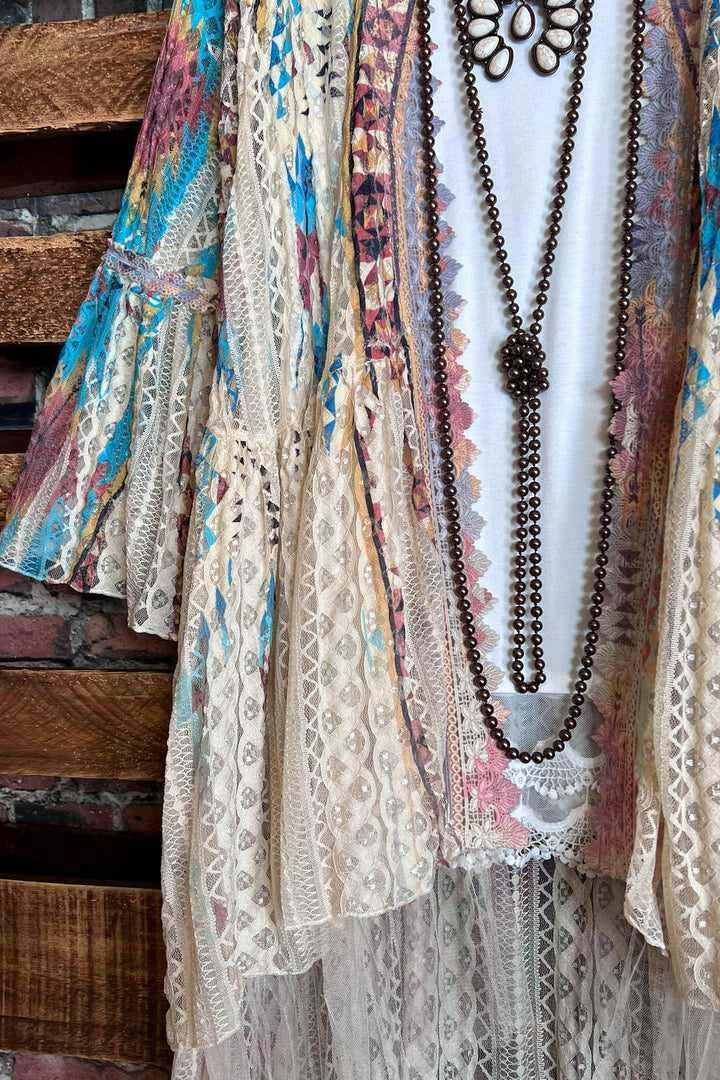 Nashville Diva Teal Lace Cardigan Duster